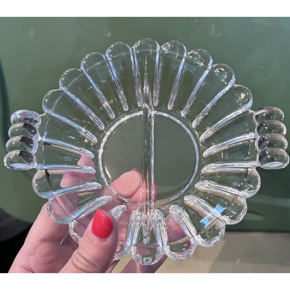 Heisey Clear Glass Crystolite Divided Dish Serving Bowl Vintage 7 Inches